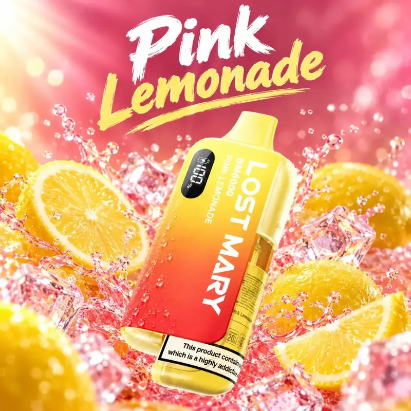 Lost mary pink lemonade BM6000 prefilled vape kit with OLED display and refillable pod